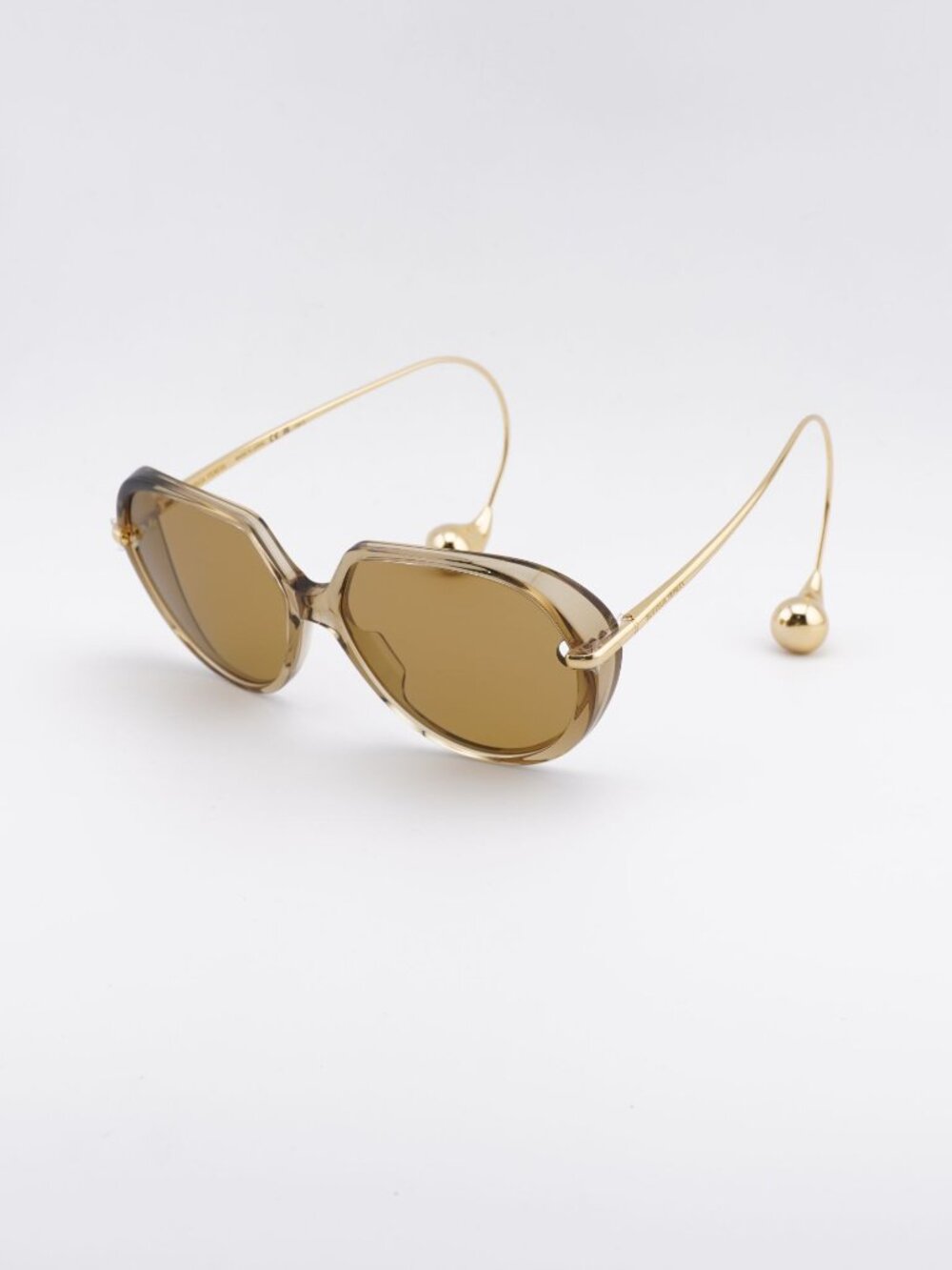 Bottega Veneta BV1436S 004 Sunglasses Shiny Transparent Yellow/Gold Square Frame